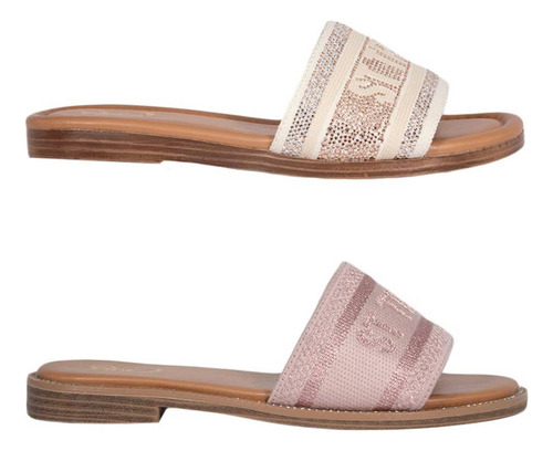 Sandalia Para Dama Casual Kit 2 Pares Pink By Shoes 7822