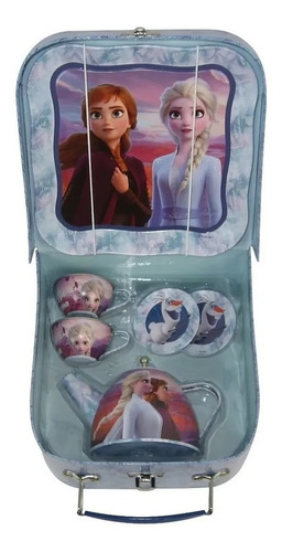 Imagen 2 de 4 de Set De Te Frozen Original Juego Valija X7 Piezas Cresko Nena