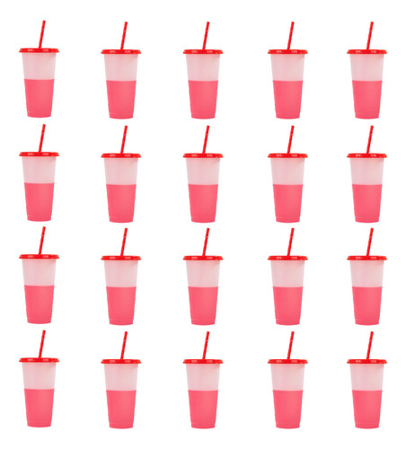 Vasos Mágicos De 700 Ml Que Cambian De Color 20 Piezas Color Rojo