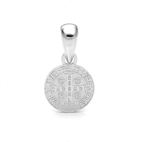 Imagen 2 de 10 de Dije Medalla San Benito 1.1 Cm De Plata .925 Agálea Joyería