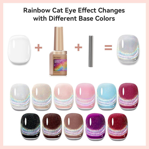 Bevimee Rainbow Cat Eye Gel Nail Esmalte 12 Ml Silver Glitte