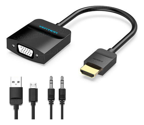 Adaptador Hdmi P/ Vga P2 Com Audio Ligar Ps4 Xbox Em Monitor