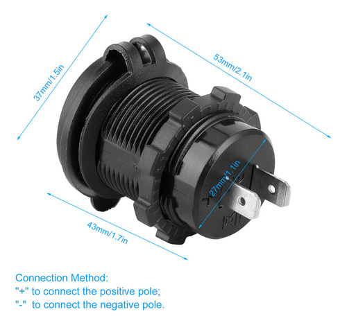 Voltímetro Azul Con Doble Conector Usb Para Encendedor De Co
