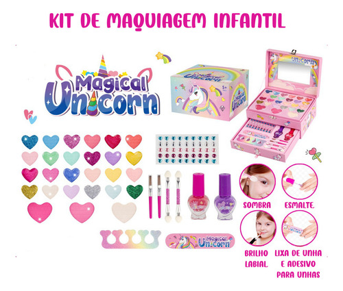 Conjunto Maleta Maquiagem Presente Princesinh Festa Criança