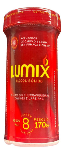 Kit Com 1 Potes Lumix Acendedor Alcool Solido De 8 Unidades