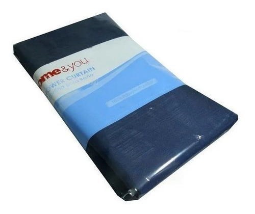 Cortina De Baño Clasica Azul Unicolor De Aro Home&you