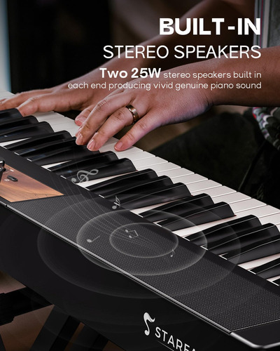 Piano Digital Compacto De 88 Teclas Con Soporte Y Altavoces Paquete De Teclado Sp-15sw + Soporte De Piano Portátil