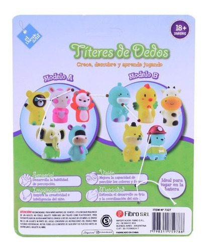 Imagen 3 de 6 de Titeres De Dedos Infantil De Bañera Para Bebe El Duende Azul