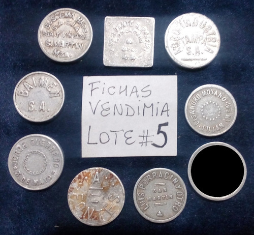 Fichas Vendimia Mendoza #5. Lote X 16 Uni