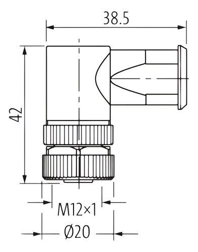 Conector M12 5 Polos 90° - Parafuso - 7000-13011-0000000
