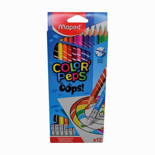Imagen 1 de 4 de Lapices De Colores Borrables Maped Color Peps Oops! X12 Edu