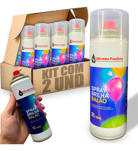 2un Spray Brilho Brilha Balão Bexiga Látex Bufet Festa 300ml