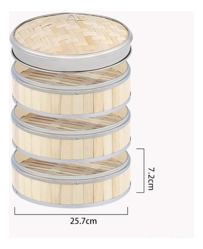Cesta De Bambú Para Cocinar Al , Vaporera Para 24 Cm