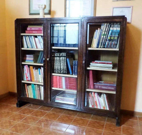 Antigua Biblioteca 3 Puertas Llave Reparticion Publica Bisel Marrón (Usado)