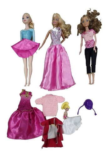 Combo Muñecas Barbie Usadas + Accesorios (Usado)