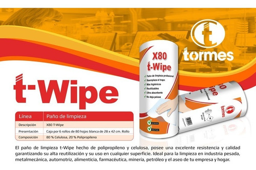 Paños Limpieza T- Wipe X80 Reutilizables ( Similar Wypall)
