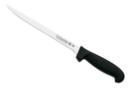 Cuchillo Pescados Tres Claveles Mango Negro 22 Cms