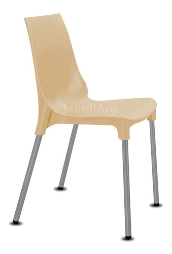 Silla Plastica Apilable Jardin Hogar Comedor Quincho De Diseño Pata Acero Gris Comedor Pata Gris Lola