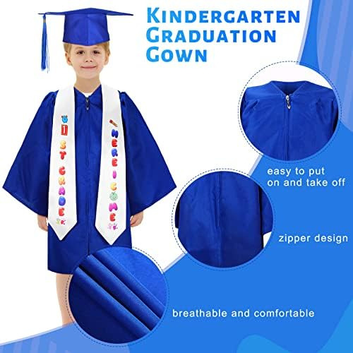 3 Piezas De Graduación De Jardín De Infantes, Gorro, Bata, E