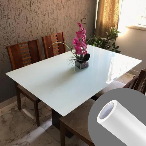 Adesivo Vinil Branco Brilho Laca Laquear Mesa Vidros 2mx1,2m