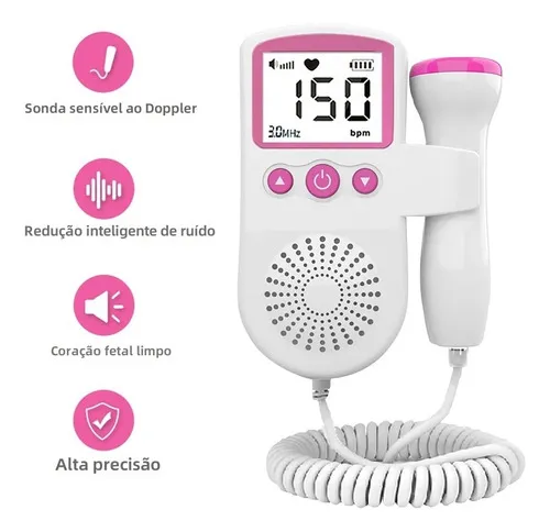 Sonar, ecografía Doppler fetal, para escuchar los latidos del bebé, color rosa