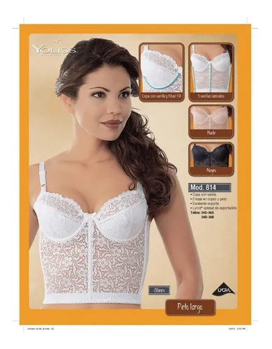 Brasier Yoliss Peto Largo Encaje Copa Varilla Modelo 814