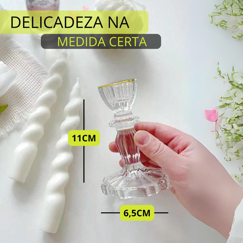 Castiçal Candelabro Cristal Translucido Transparente Vidro