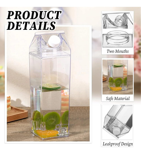Garrafas De Água De Caixa De Leite De 17 Oz/500 Ml, Garrafa