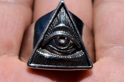 Anillo Acero Inoxidable Ojo Pirámide Iluminati