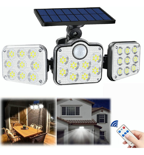 Lámpara Solar De Pared Exteriores Sensor Luz 138 Led 3 Modos