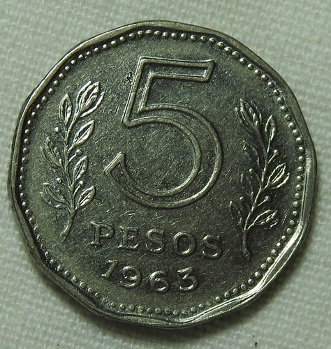 Moneda Argentina 5 Pesos 1963