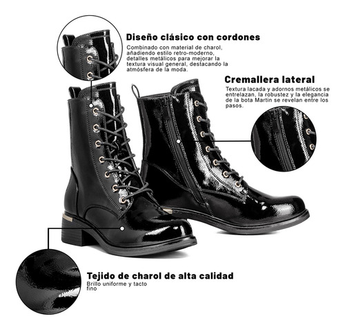 Botin Casual Mujer Charol Clasico Moda Weide Hx506