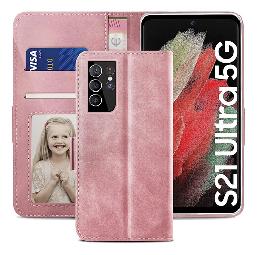 Funda Rosa Billetera Magnetica Para Samsung Galaxy S21 Ul...