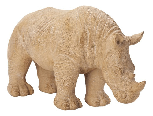 Escultura Rinoceronte Em Poliresina Bege 16,5cm Mart