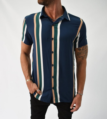 Camisa Hombre Sand Estampada Fibrana Slim Fit Bond