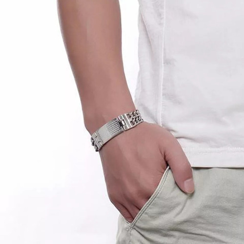 Pulseira Bracelete Masculina Pai Nosso Aço Prateada Comprimento 0 Cm Cor Prateado Diâmetro 0 Cm