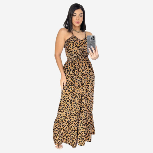 Vestido Longo Feminino Com Decote No Busto Até O Plus Size