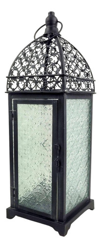 Lanterna Marroquina Preta Decorativa 41x12cm Envelhecida