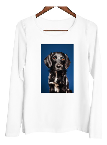 Remera Mujer Ml Perros Perrito Negro Perfil Frente