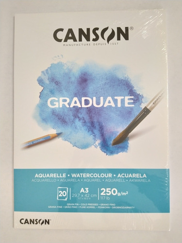 Block Canson Graduate Aquarelle A3 250 Gr 20hojas Acuarela