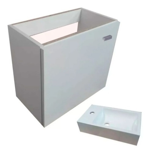 Mueble para baño Tioso Hogar Colgante minimalista de 45cm de ancho, 40cm de alto y 25.5cm de profundidad, con bacha color blanco y mueble wengue con un agujero para grifería