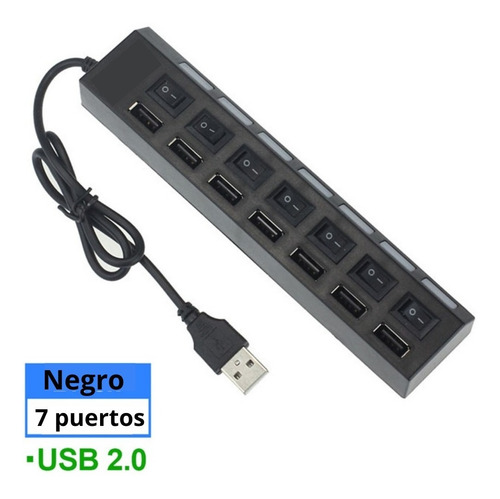 Hub Usb 2.0 Multi Contactos 7 Puertos 32bit Soporta 500gb