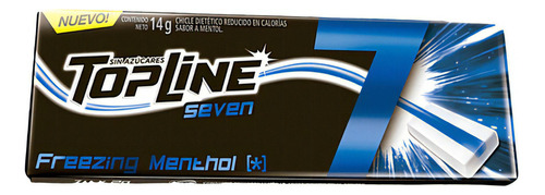 Chicle Topline 7 Menthol Freezing Sin Azucar - Caja X16 Srj