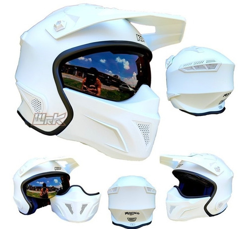 Casco Para Moto Rocko Blanco Chopper Kov Retro Certificado