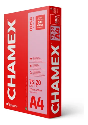 Papel Sulfite para Organização Rosa Chamex A4 75g 210x297mm - Pacote 500 Folhas Premium