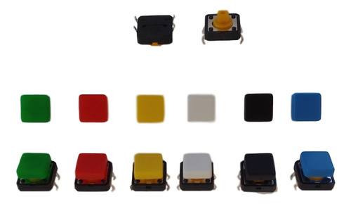 Kit 80 Push Button Chave Táctil Com Capa Quadrada Arduino