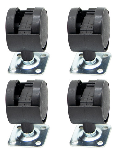 4 Ruedas Giratorias 1.5 Para Silla Con Freno Base Plana Negro