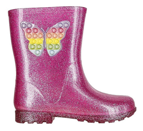 Bota Infantil Galocha Feminina Rosa Meninas Impermeável Chuva Glitter Charmosinha Chic