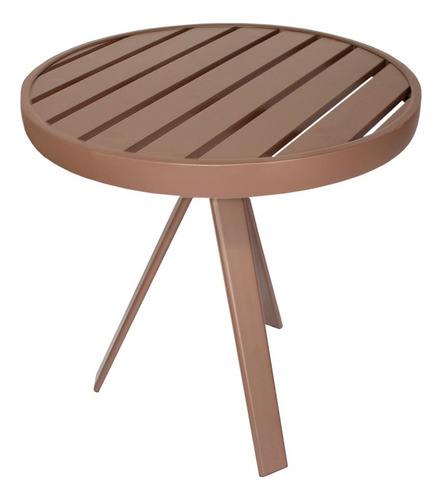 Conjunto De 2 Poltronas/cadeiras Com 1 Mesa Lateral Aluminio Estrutura Marrom Fosco