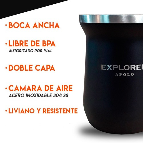 Imagen 4 de 11 de Mate Apolo Explorer Térmico Acero Inoxidable Terere Calor